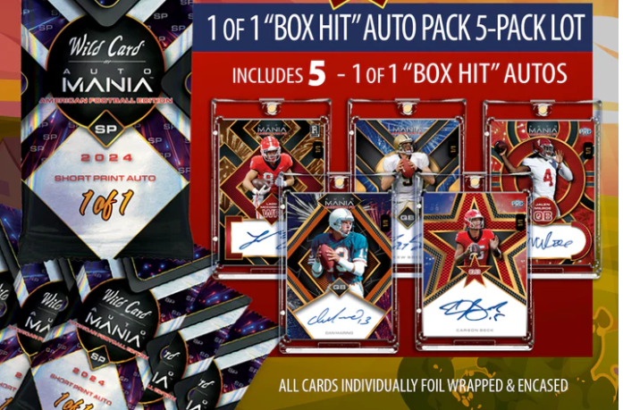 wildcard football "Just the Heat" Auto Mania "Box Hit" 1 football pack